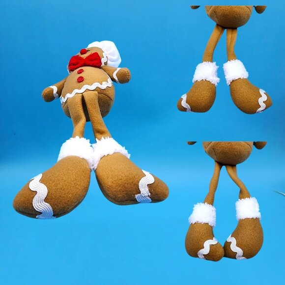 Gingerbread Girl Gingerbread Boy Shelf Sitters Christmas Decor Chef Hat Bow Set - Picture 8 of 8
